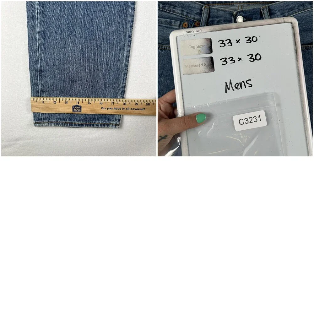 Levis 501 Jeans Mens 33x30 Medium Wash Denim Regular Straight Button Fly Y2K